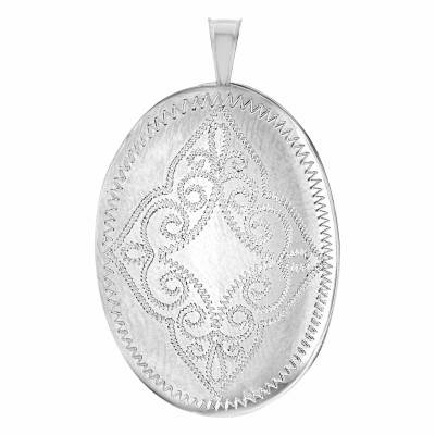 925 Silver Oval Filigree Photo Locket Pendant - Artemis