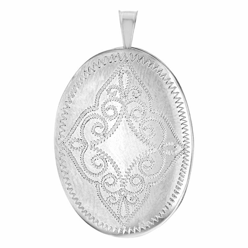 925 Silver Oval Filigree Photo Locket Pendant - Artemis