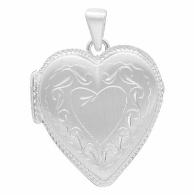 925 Silver Engraved Heart Photo Pendant - Emanessence
