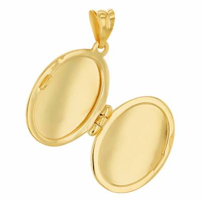 375 Yellow Gold Oval Photo Locket Pendant - Emanessence