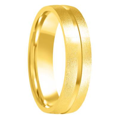 Alliance Demi-Bombée Confort Rainurée en Or Jaune 750, Largeur 5 mm - Amore