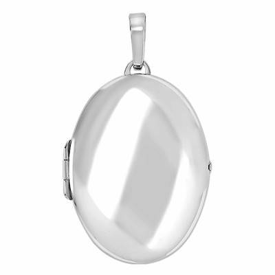 925 Rhodium-Plated Silver Large Oval Photo Pendant - Emanessence