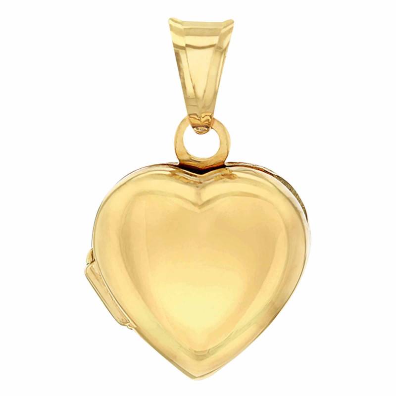 375 Yellow Gold Heart Photo Locket Pendant - Emanessence
