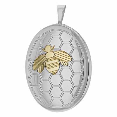 Pendentif Porte Photo Ovale Abeille en Argent 925 & Plaqué Or Jaune - Artemis