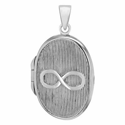Oval Infinity Photo Locket Pendant in 925 Silver - Artemis