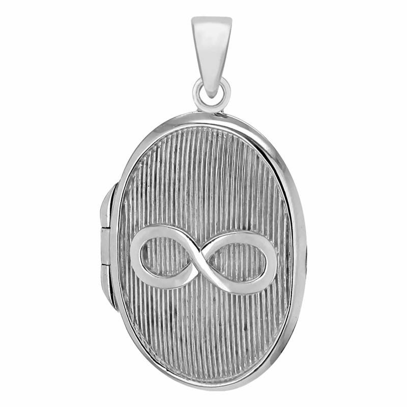 Oval Infinity Photo Locket Pendant in 925 Silver - Artemis