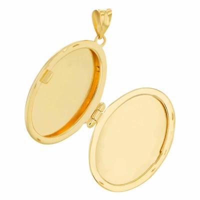 Pendentif Porte Photo Ovale Grec en Or Jaune 375 - Emanessence