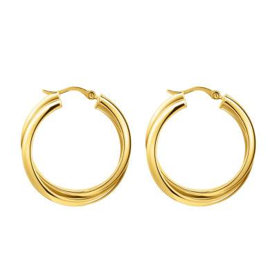 925 Silver Yellow Gold-Plated Essentials Interlaced Hoop Earrings, 27 mm Diameter - CR738-413-39 - Thomas Sabo