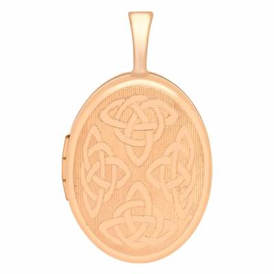 Pendentif Photo Ovale Celtique en Or Rose 375, 25x16 mm - Emanessence