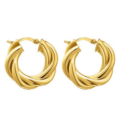 Yellow Gold Plated Interlaced Essentials Hoop Earrings, Diameter 20 mm - CR742-413-39 - Thomas Sabo