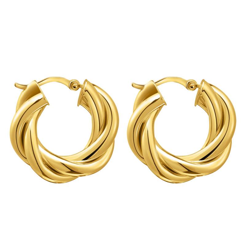 Yellow Gold Plated Interlaced Essentials Hoop Earrings, Diameter 20 mm - CR742-413-39 - Thomas Sabo