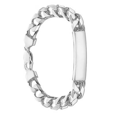 Gourmette identité, maille gourmette 9,6 mm, argent, Longueur 21 cm - Emanessence