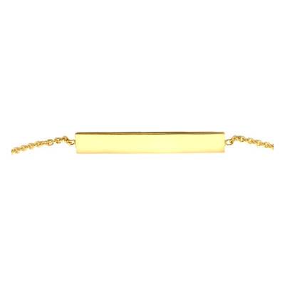 Gourmette Plaque Rectangle Or Jaune 375, Longueur 19 cm réglable, Largeur 1,00 mm - Emanessence