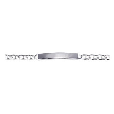 Sterling Silver Flat Mariner ID Bracelet, Length 17 cm to 22 cm, Width 4 mm - Emanessence
