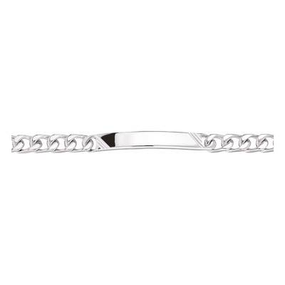 Silver Grooved Curb Chain ID Bracelet, Length 17 cm to 22 cm - Emanessence