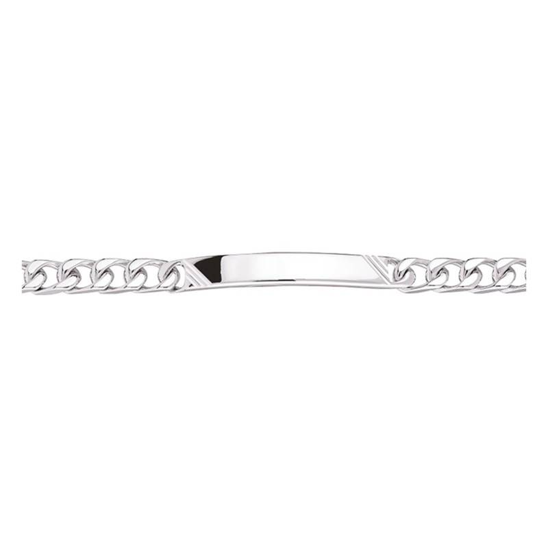 925 Sterling Silver Striped ID Bracelet, Length 17 cm to 22 cm - Emanessence