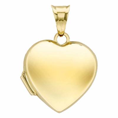 375 Yellow Gold Heart Photo Locket Pendant - Emanessence