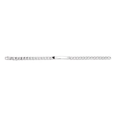 Gourmette Identité Striée 6 mm, Argent massif, de 17 à 22 cm - Emanessence