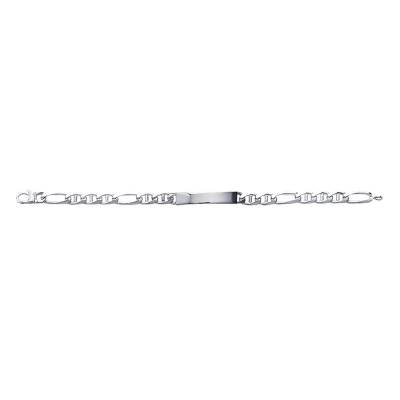 Gourmette Maille Marine Alternée Plate 6 mm, Argent, de 17 à 22 cm - Emanessence