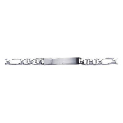 Gourmette Maille Marine Alternée Plate 6 mm, Argent, de 17 à 22 cm - Emanessence
