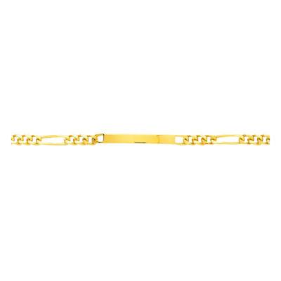 Gourmette Identité Maille Cheval Alterné 1-3, Or Jaune 750, 18 cm réglable - Emanessence