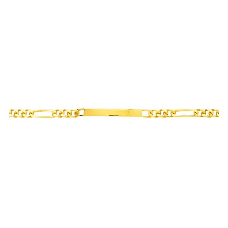 Yellow Gold 750 Alternating Oval Link Chain ID Bracelet, Adjustable 18 cm Length - Emanessence