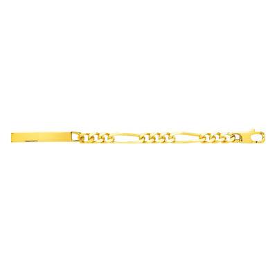 Gourmette Identité Maille Cheval Alterné 1-3, Or Jaune 750, 18 cm réglable - Emanessence