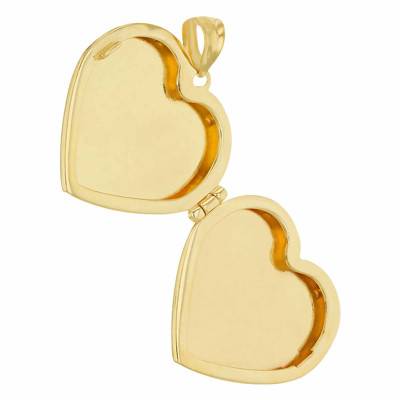 375 Yellow Gold Heart Photo Locket Pendant - Emanessence