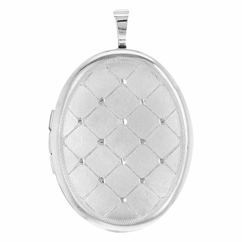 925 Silver Textured Oval Photo Locket Pendant - Artemis
