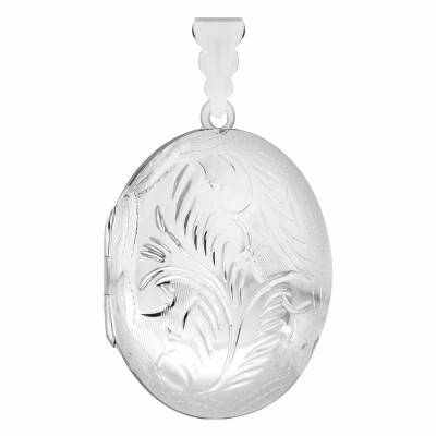 Pendentif Porte Photo Ovale Fleuri en Argent 925 - Artemis