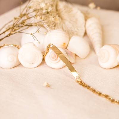 Gourmette Identité Maille Marine, Or Jaune 750, Longueur 16 cm, Largeur 4,00 mm - Emanessence