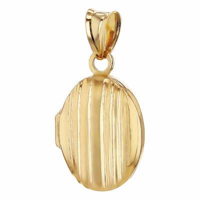 Pendentif Porte Photo Ovale Doublé en Or Jaune 375 - Emanessence