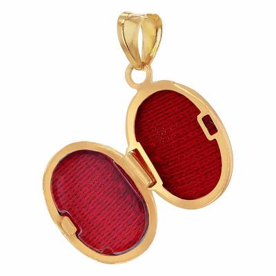 Pendentif Porte Photo Ovale Doublé en Or Jaune 375 - Emanessence