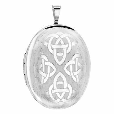 Pendentif Porte Photo Ovale Triquetra en Argent 925 - Artemis
