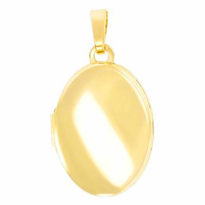 375/1000 Yellow Gold Brilliant Oval Photo Pendant - Emanessence