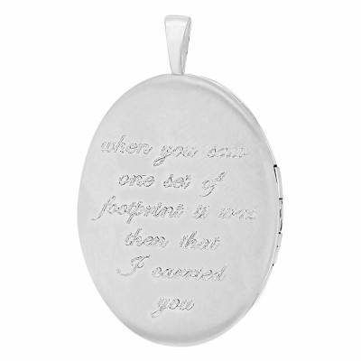 Pendentif Porte Photo Ovale Étoile & Empreintes de Pas en Argent 925 - Artemis