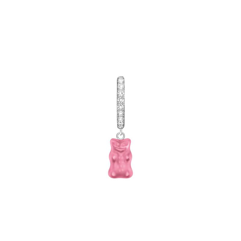 925 Silver, Crystal & Cubic Zirconia Haribo Pink Single Hoop Earring - CR726-052-9 - Thomas Sabo