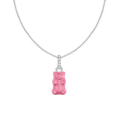Collier Chaîne Haribo Rose en Argent 925, Cristal & Zircones, Longueur 40 à 45 cm - KE2209-052-9 - Thomas Sabo