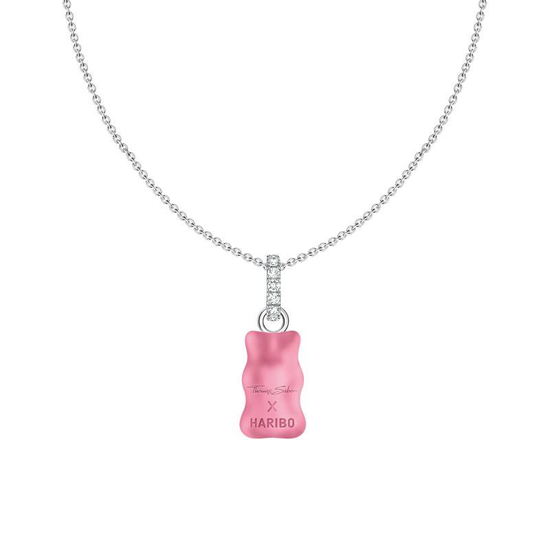 925 Silver & Cubic Zirconia and Crystal Pink Haribo Cable Chain Necklace, Length 40 cm to 45 cm - KE2209-052-9 - Thomas Sabo