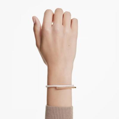 Rose Gold-Tone Metal & White Crystals Dextera Crossover Bangle, Lengths from 16 cm to 18,50 cm - 5700932 - Swarovski