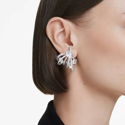 Boucles d'oreilles Manchettes Hyperbola Métal Rhodié & Cristaux Blancs - 5692427 - Swarovski