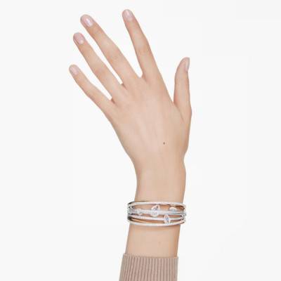 Bracelet Jonc Hyperbola Métal Bicolore & Cristaux Blancs, Longueur 17,30 cm - 5692423 - Swarovski