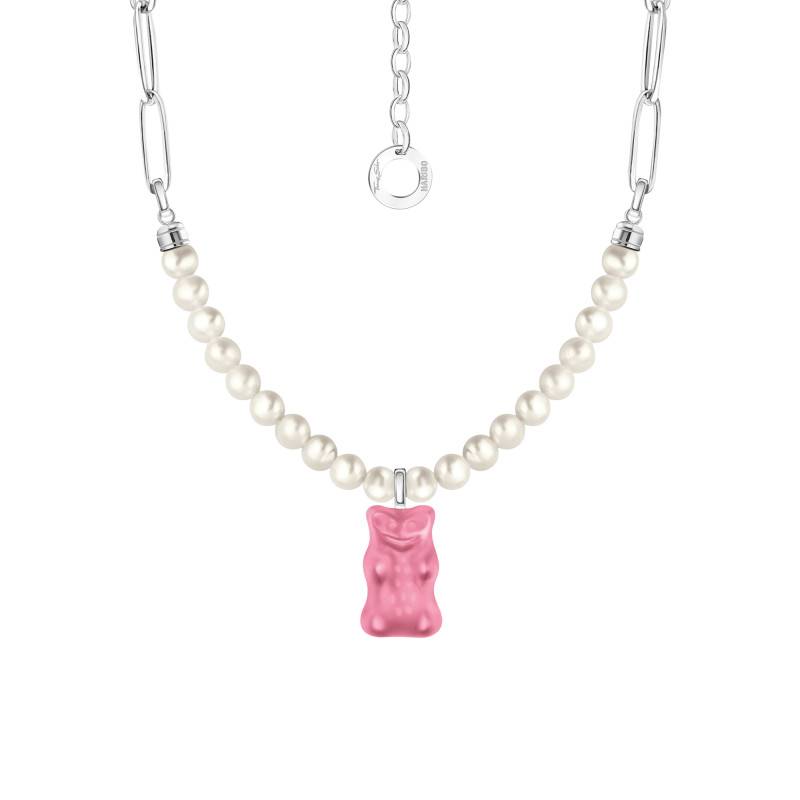 925 Silver & Crystal Pink Haribo Necklace with Freshwater Pearls, Length 40 cm to 45 cm - KE2207-082-9 - Thomas Sabo