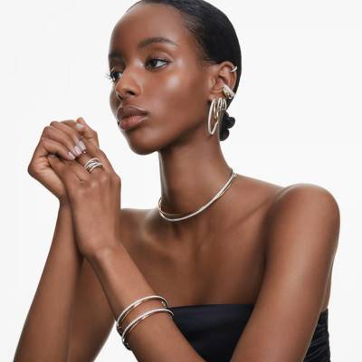 Collier Ras de Cou Hyperbola Métal Bicolore & Cristaux Blancs, Longueurs 32 cm et 35 cm - 5702409 - Swarovski
