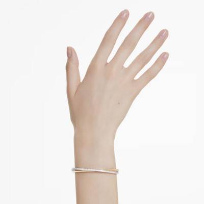 Hyperbola Bangle in Two-Tone Metal & White Crystals, Lengths 16 cm to 18.50 cm - 5689721 - Swarovski
