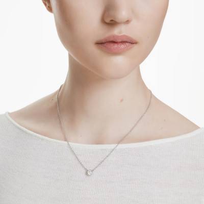 Rhodium-Plated Metal & White Crystal Imber Necklace, Length 38 cm to 45 cm - Swarovski