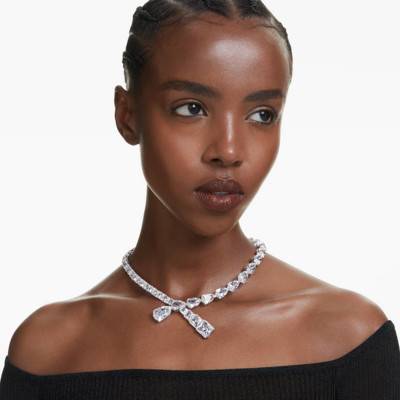 Collier Matrix Métal Rhodié & Cristaux Blancs, Longueur 35 à 38 cm - 5692521 - Swarovski