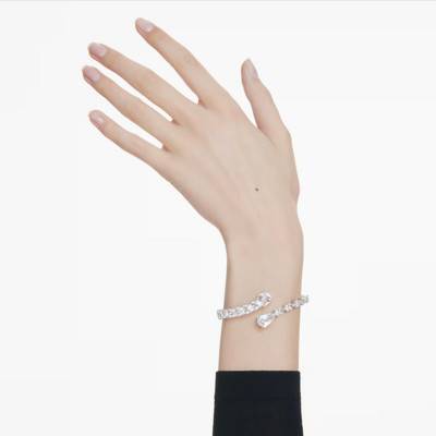 Manchette Matrix Métal Rhodié & Cristaux Blancs, Longueur 16 cm - 5692527 - Swarovski