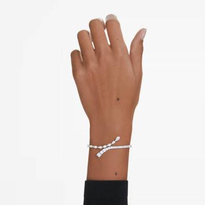 Rhodium-Plated Metal & White Crystal Matrix Bracelet, Length 15.50 cm to 19.50 cm - 5693154 - Swarovski