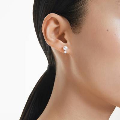Boucles d'oreilles Matrix Métal Rhodié, Cristal & Perle Blancs - 5694225 - Swarovski